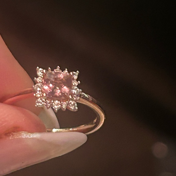 Blush Pink Apatite Halo Ring 14K Rose Gold over 925 Sterling Silver - Picture 12 of 14